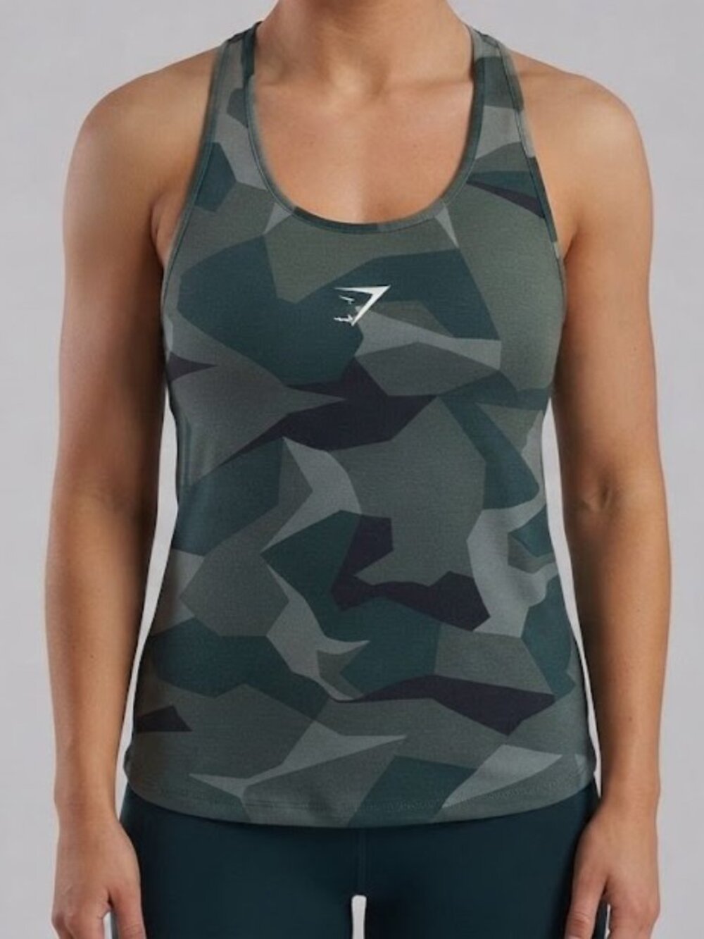 Gymshark Green Camo Racerback Tank Top